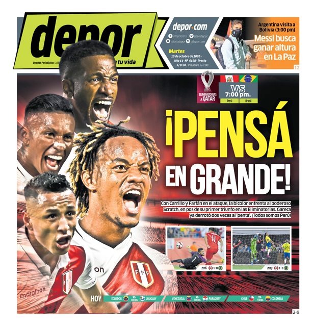 Las portadas del Perú vs. Brasil.