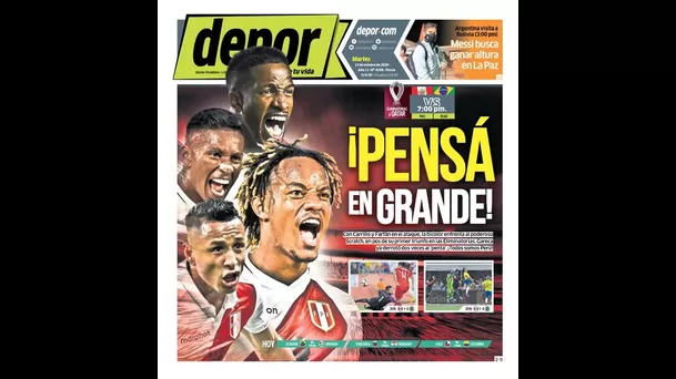 Las portadas del Perú vs. Brasil.