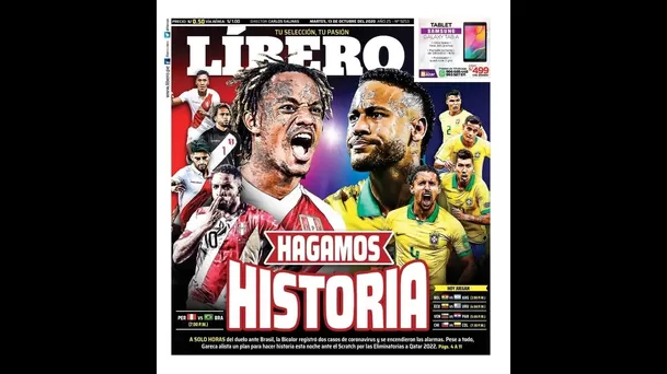 Las portadas del Perú vs. Brasil.