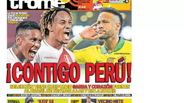 Las portadas del Perú vs. Brasil.