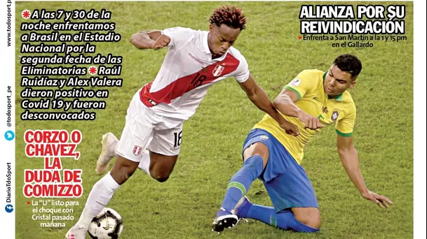 Las portadas del Perú vs. Brasil.