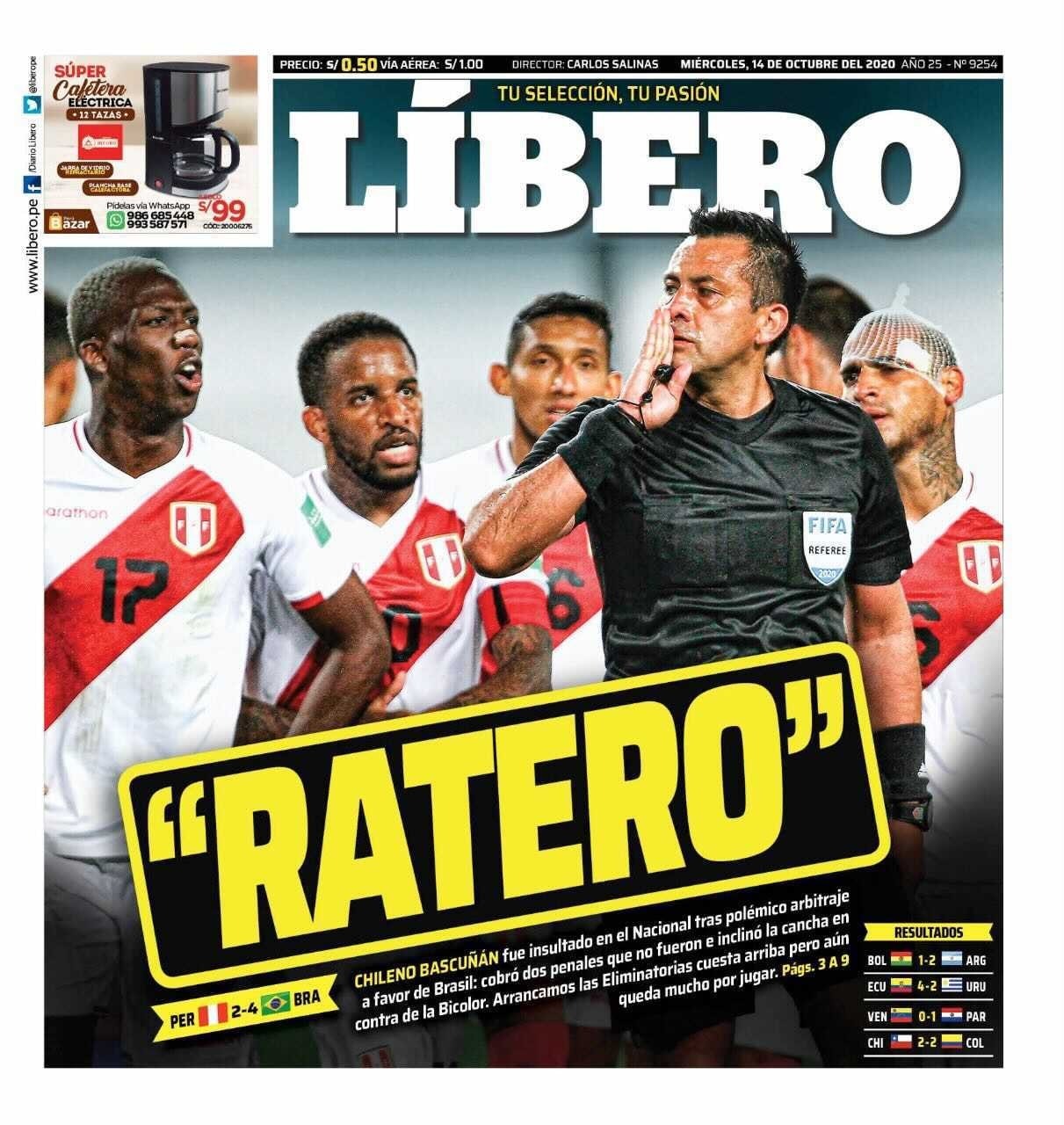 Perú cayó 4-2 ante Brasil el martes por las Eliminatorias a Qatar 2022.