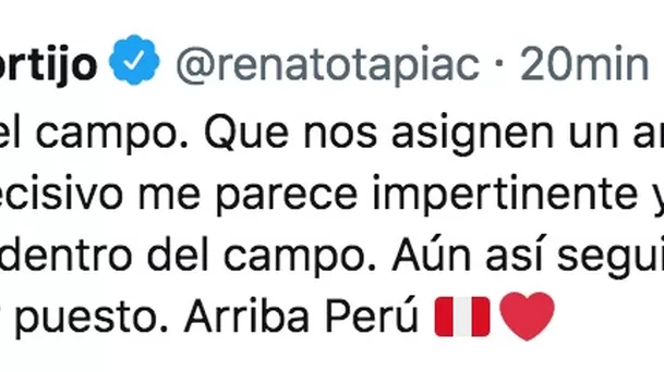 Renato Tapia se pronunció a través de Twitter.