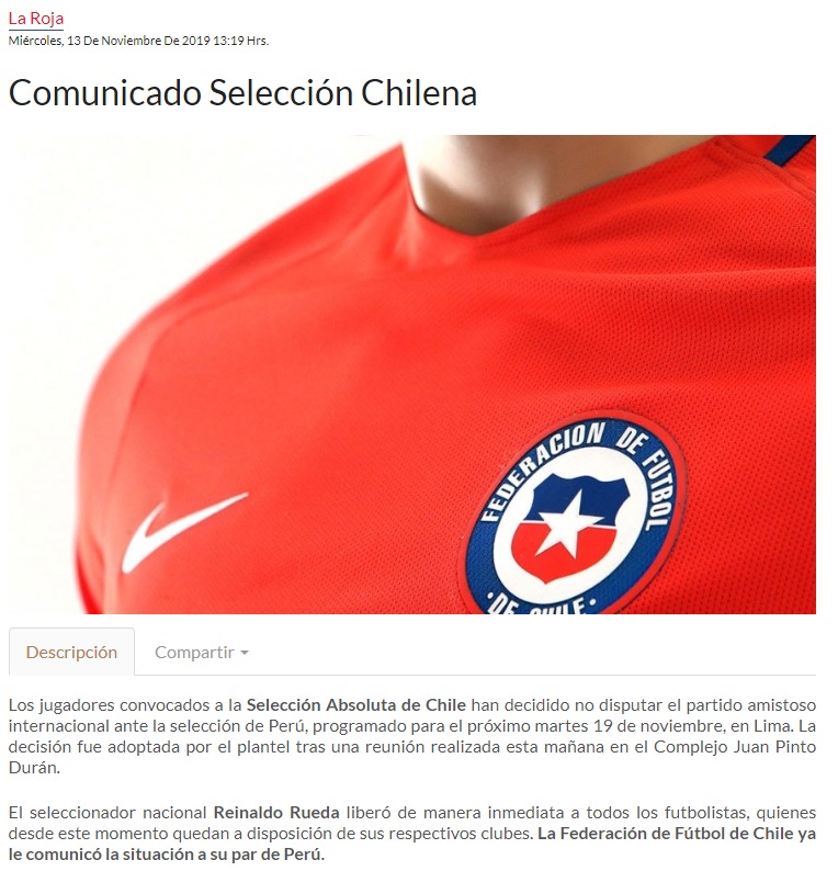 Este es el comunicado de Chile.