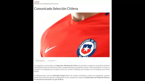 Este es el comunicado de Chile.