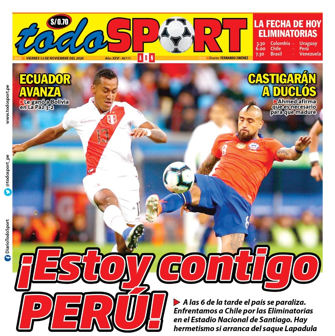 Perú vs. Chile: Portadas de diarios deportivos calientan el Clásico del  Pacífico | Santiago | Chile | America deportes