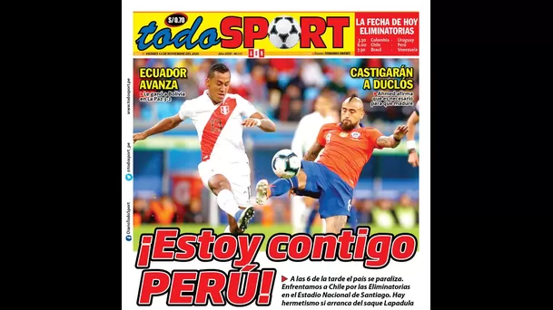 Perú y Chile se enfrentan este viernes desde las 6 p. m. en el Estadio Nacional de Santiago.