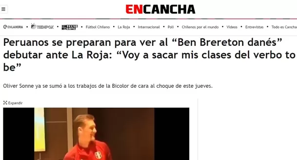 La prensa chilena analiza la llegada de Oliver Sonne a Perú. | Fuente: En Cancha