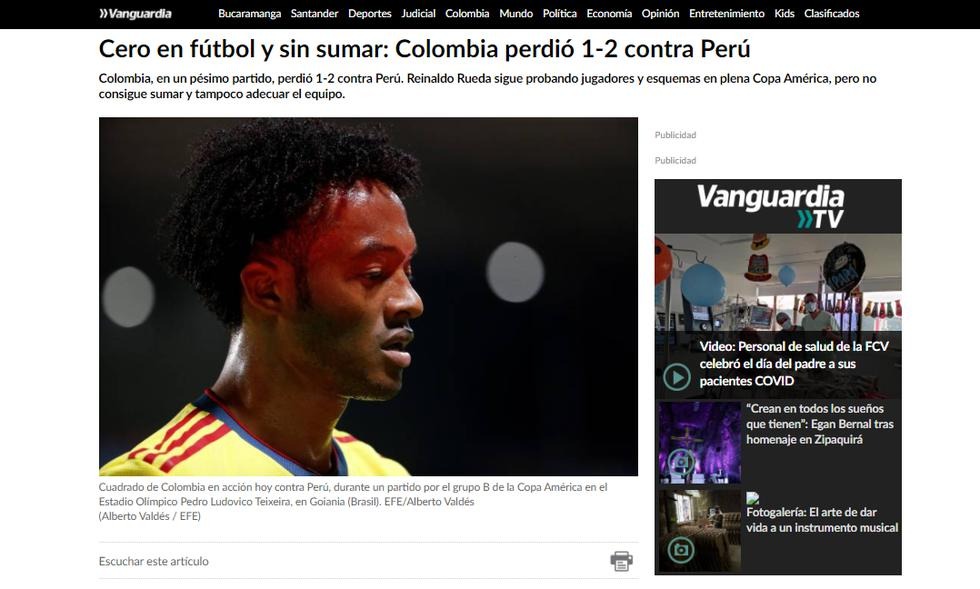 La reacción de la prensa internacional tras el triunfo 2-1 de Perú sobre Colombia.