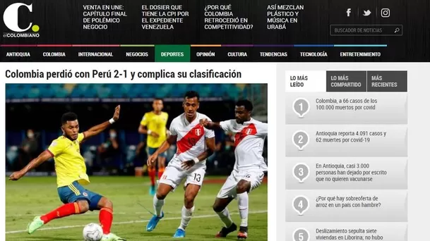 La reacción de la prensa internacional tras el triunfo 2-1 de Perú sobre Colombia.