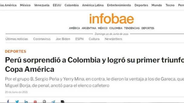 La reacción de la prensa internacional tras el triunfo 2-1 de Perú sobre Colombia.