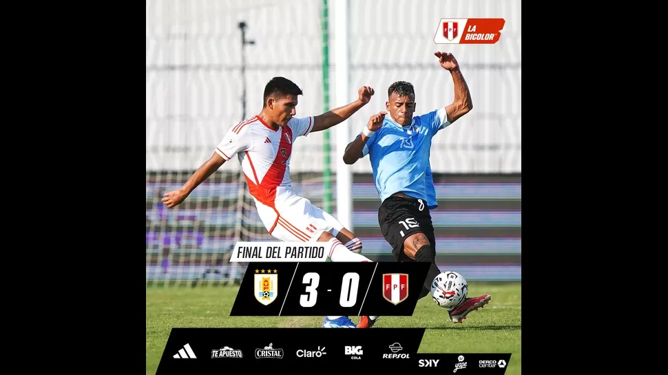 Resultado del último encuentro disputado por la Selección Peruana Sub.23 /Foto: La Bicolor
