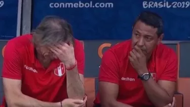 Ricardo Gareca vio su peor derrota al mando de Perú ante Brasil. | Foto: Captura América TV