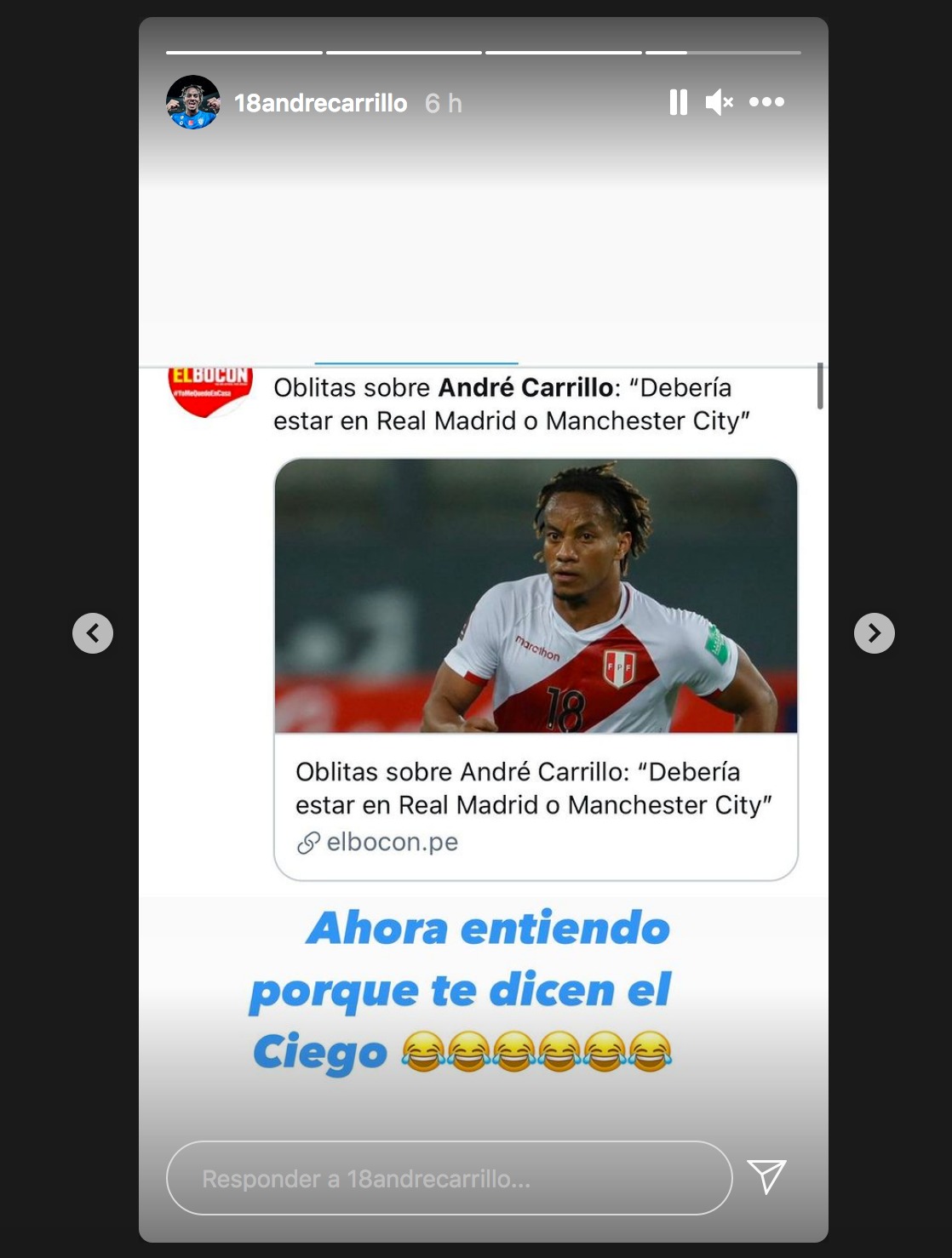 André Carrillo se pronunció en una historia de Instagram.
