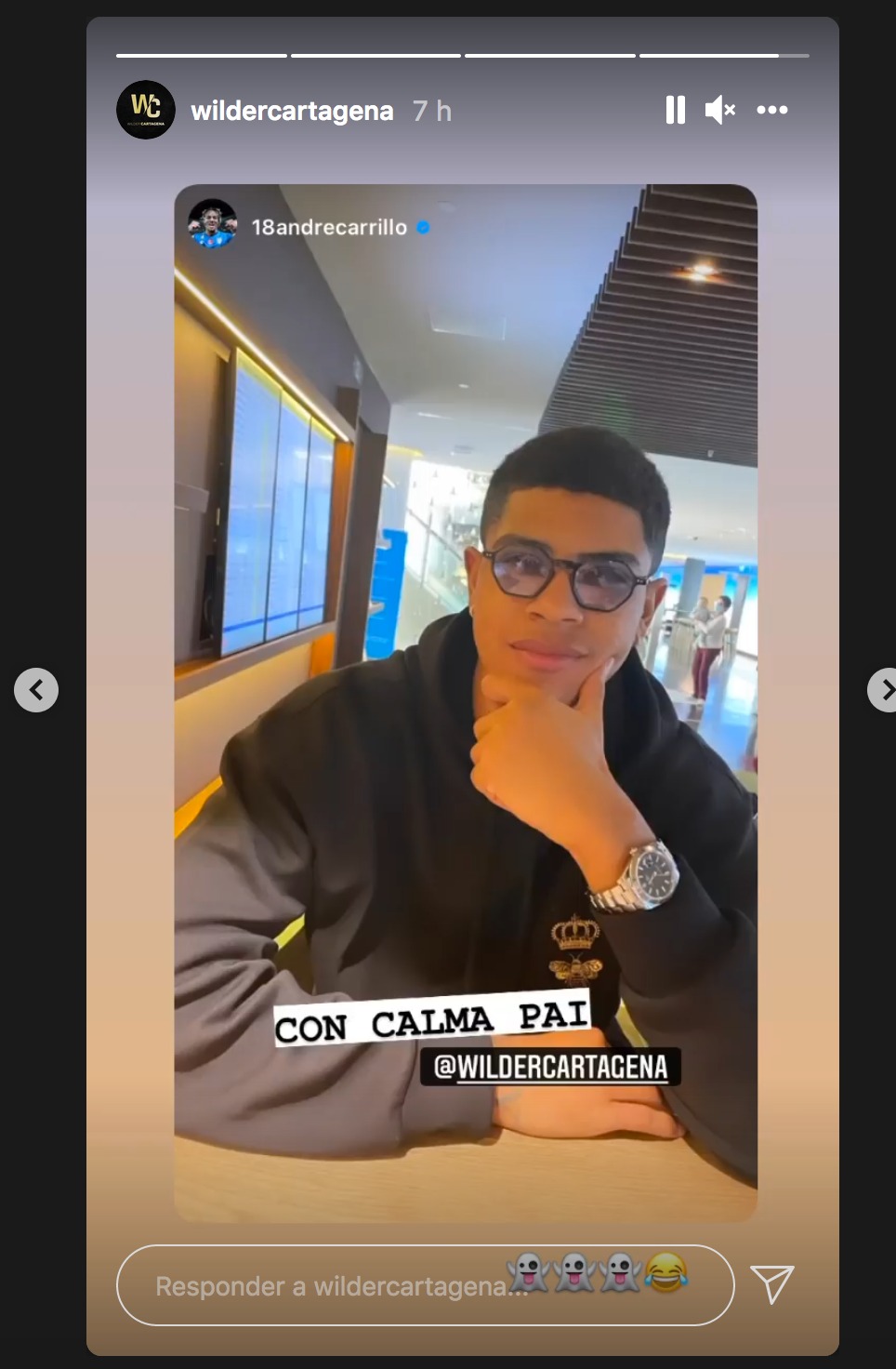 André Carrillo también publicó una imagen de Wilder Cartagena.