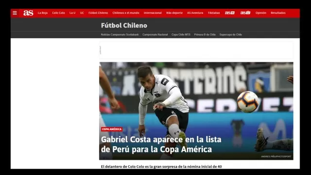 La reaccion&amp;oacute; de la prensa chilena ante el llamado de Gabriel Costa.-foto-1