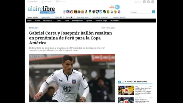La reaccion&amp;oacute; de la prensa chilena ante el llamado de Gabriel Costa.-foto-4