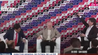 El banner publicitario estuvo a poco de golpear a Mano Menezes en su presentación como DT de Perú / Canal N