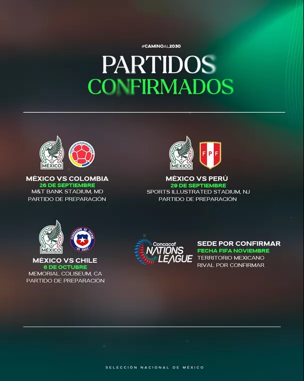 Fecha confirmada del México vs Perú / Foto: Selección de México
