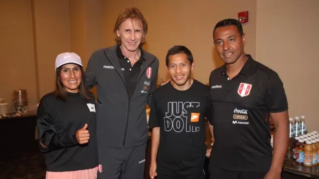 Gladys Tejeda y Christian Pacheco visitaron a la selección peruana previo al duelo ante Ecuador