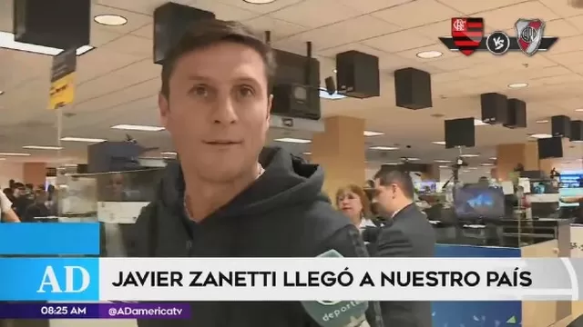 Javier Zanetti llegó a Lima para ver la final de la Libertadores.