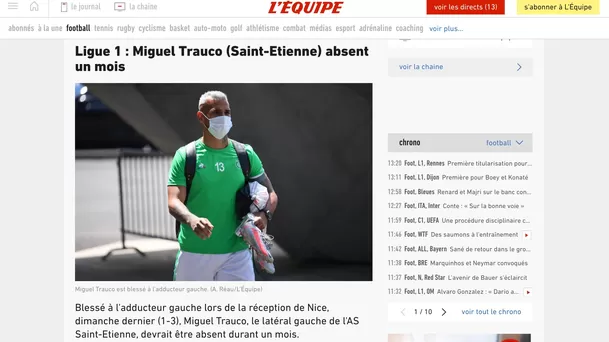 Nota de L&#39;Équipe sobre la lesión de Miguel Trauco.