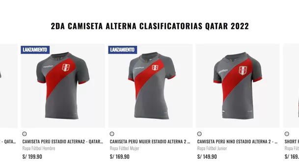 Precios de la segunda camiseta altera de la selección peruana.