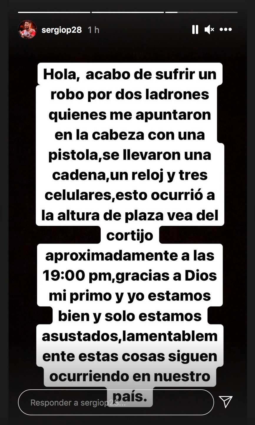 Sergio Peña hizo su denuncia en Instagram.