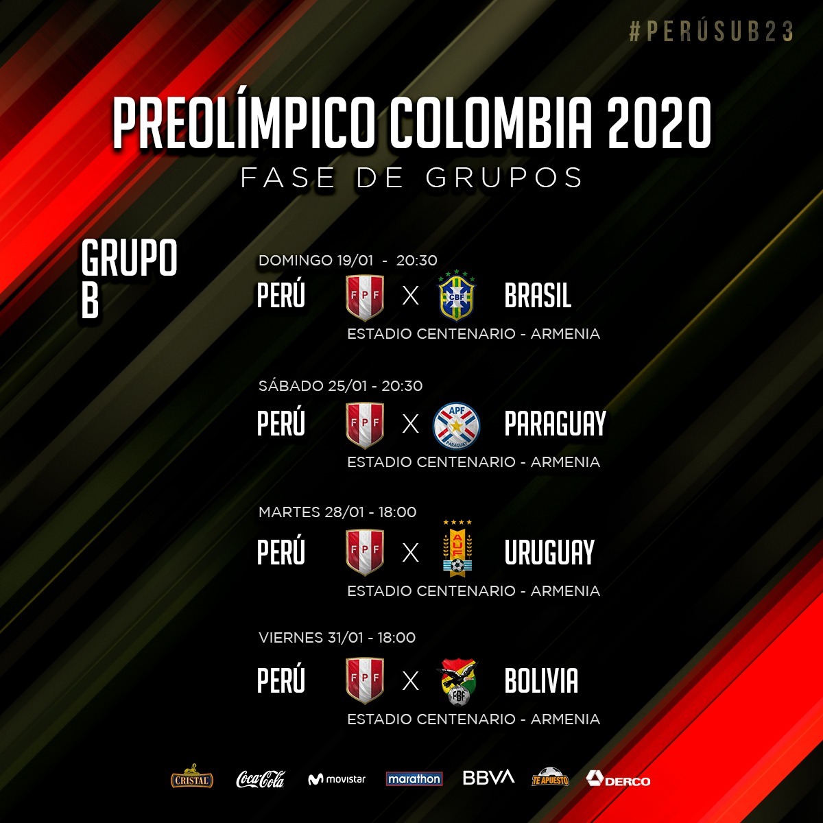 Selección peruana Sub23 Este es su fixture en el Preolímpico