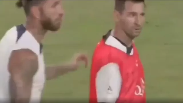 Sergio Ramos le entró fuerte a Lionel Messi y el argentino se enojó