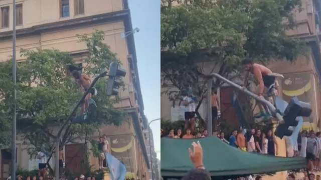 Argentina campeón del mundo: Hincha se cayó de un semáforo en los festejos 