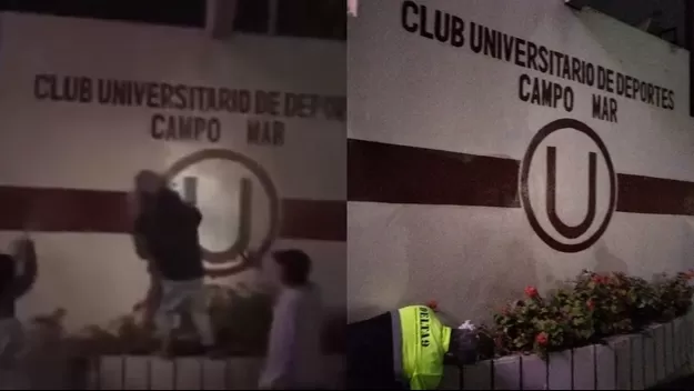 Barristas de Alianza Lima realizaron pintas en la fachada de Campo Mar 'U'