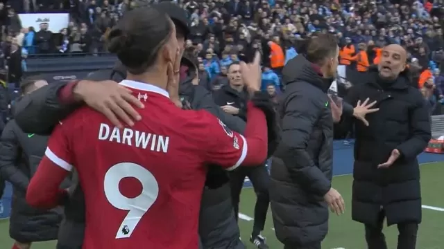 Darwin Núñez buscó a Guardiola tras el Manchester City 1-1 Liverpool y esto pasó