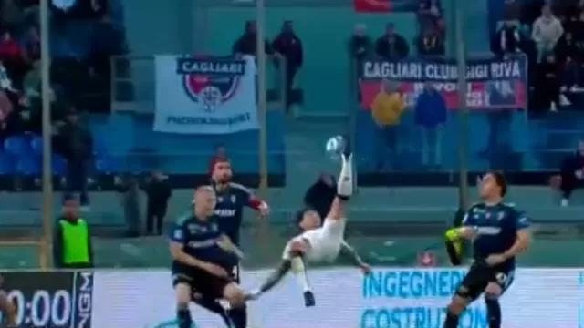 Gianluca Lapadula buscó anotar en el Pisa vs. Cagliari con espectacular chalaca