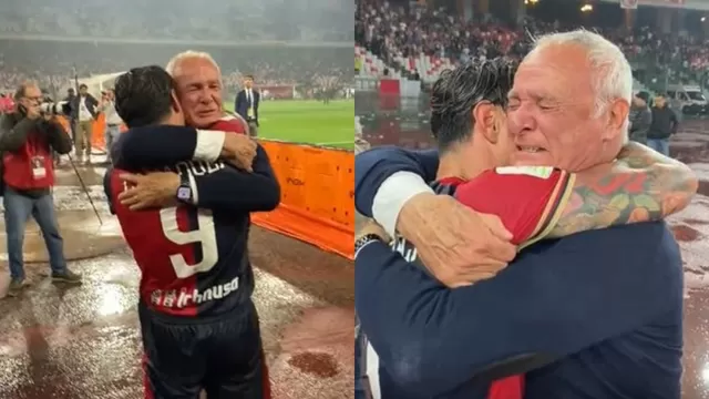 El abrazo entre Lapadula y Ranieri. | Video: @CagliariCalcio