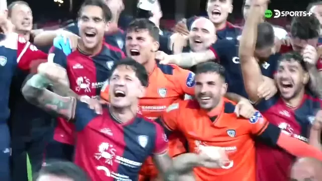 Gianluca Lapadula y su eufórica celebración tras conseguir el ascenso a la Serie A