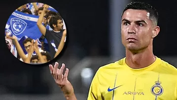 Hinchas de Al-Hilal corean "Messi, Messi" y así reaccionó Cristiano Ronaldo