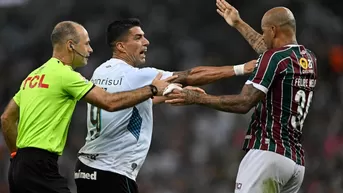 Luis Suárez y un picante cruce con Felipe Melo en el Maracaná