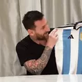 Messi y la reacción al tener por primera vez la camiseta argentina con la tercera estrella