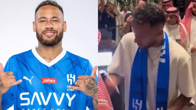 Neymar se tomó fotos y firmó autógrafos en su llegada a Arabia