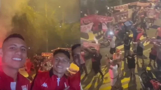 Banderazo de Santa Fe en Lima previo al partido con Universitario
