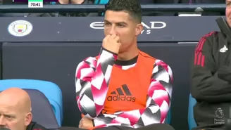 Cristiano Ronaldo y su gesto tras permanecer en el banca en el derbi de Manchester