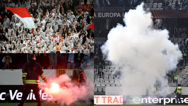 Las bengalas interrumpieron el partido en Malmö. | Fotos: AFP/Video: Twitter
