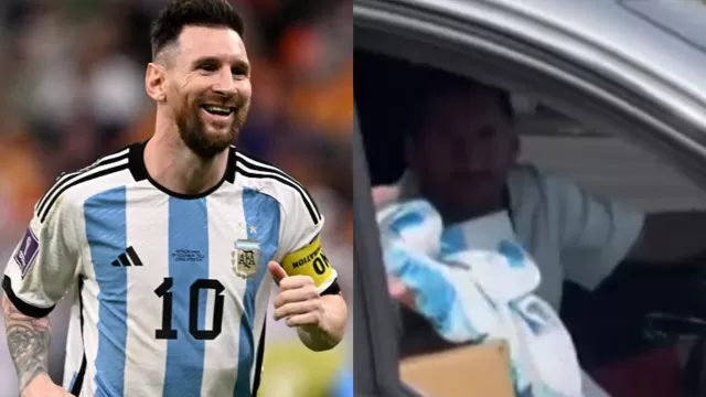 Lionel Messi le firmó una camiseta a un hincha argentino cuando manejaba su auto / Captura