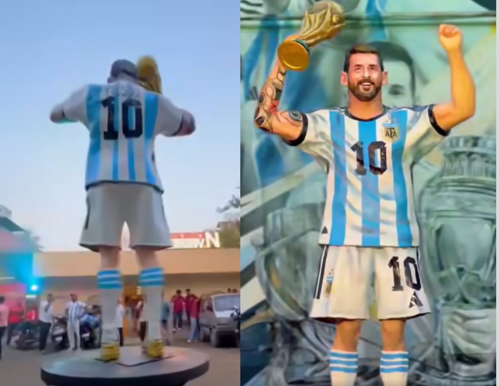 La estatua inaugurada en la India presenta a un Messi completamente distinto a su original / Foto: Twitter
