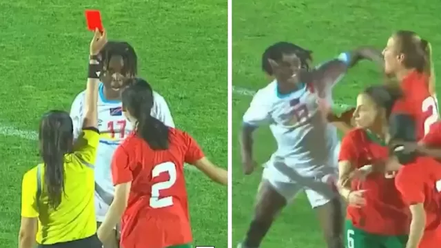 Jugadora Ruth Kipoyi cometió una tremenda falta una vez que fue expulsada / Captura:  Hespress Français