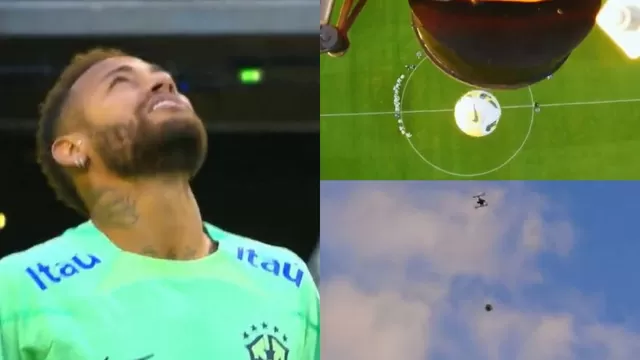 Genialidad de Neymar: Le lanzan un balón desde 35 metros de altura y así controló