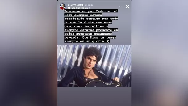 Paolo Guerrero publicó este mensaje despidiéndose del cantante peruano fallecido el último jueves / Foto: @guerrero9