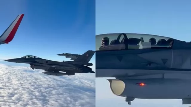 Polonia partió a Qatar escoltado por dos cazabombarderos F-16