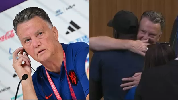 Van Gaal se enfundó en un caluroso abrazo con periodista que le declaró su admiración